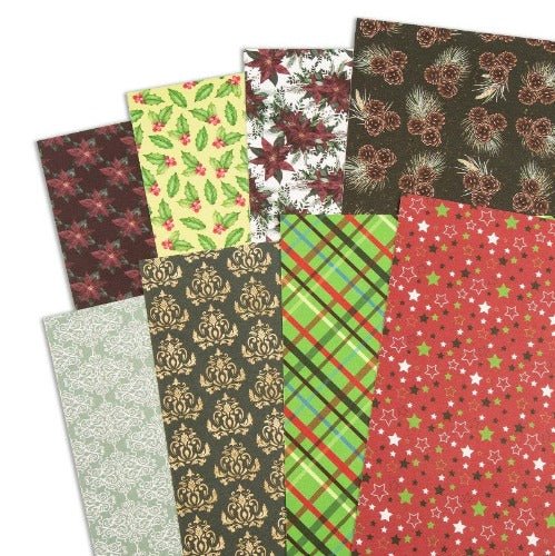 Load image into Gallery viewer, Forever Flowerz Damask Poinsettias Double Sided Patterned Card - Contents
