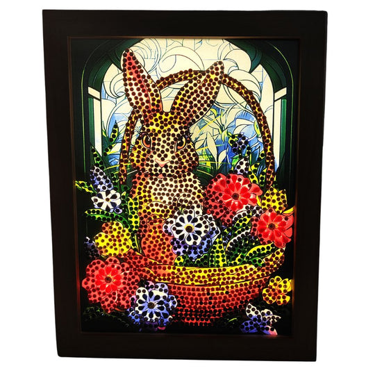 "Rabbit" Crystal Art Small LED Frame Yellow Light On