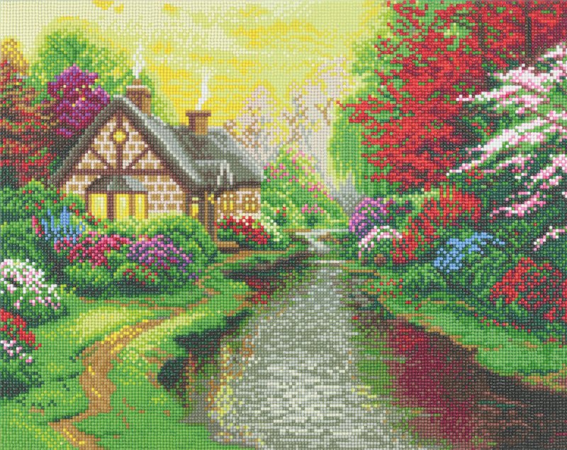 Load image into Gallery viewer, &amp;quot;A Quiet Evening&amp;quot; by Thomas Kinkade Crystal Art Kit 40x50cm Front 
