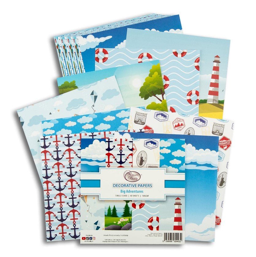 PP06: Craft Buddy Big Adventures Decorative Papers 8x8 (160GSM) – 40 sheets
