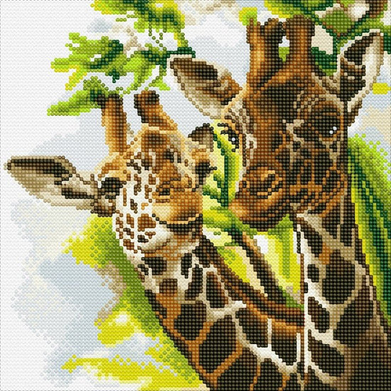 Load image into Gallery viewer, &amp;quot;Friendly Giraffes&amp;quot; Crystal Art Kit 30x30cm
