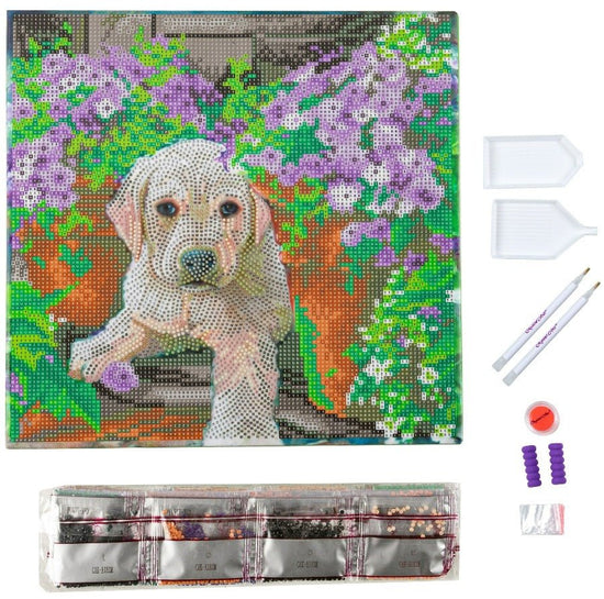 Floral pup crystal art kit contents