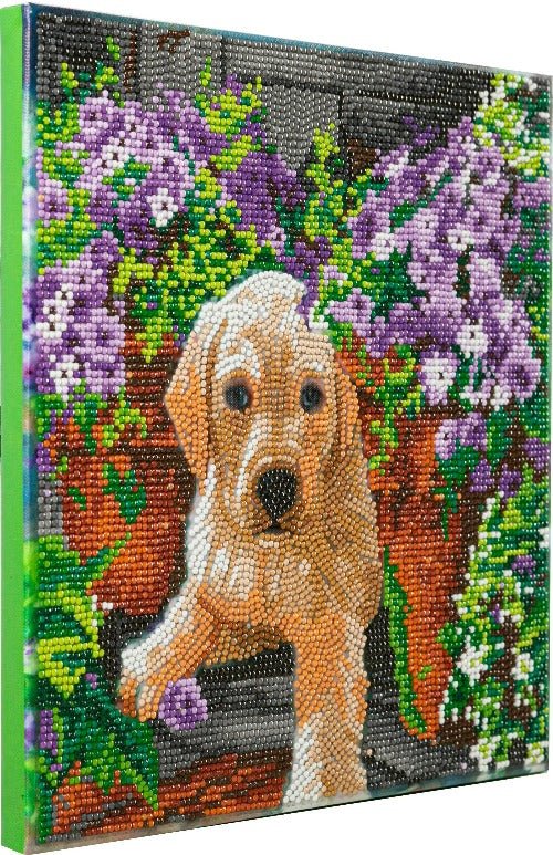 Load image into Gallery viewer, Floral pup crystal art kit side view
