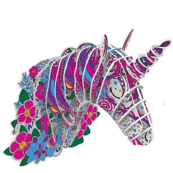 "Unicorn Head" 3D Colour Me Puzzle Kit