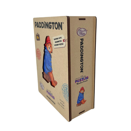 Load image into Gallery viewer, Waiting With Paddington - A3 Wooden Puzzle Side packaging
