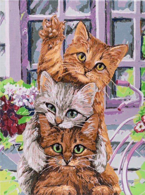 Load image into Gallery viewer, &amp;quot;Hello Kittens&amp;quot; Paint by Numb3rs 30x40cm Framed Kit - Front

