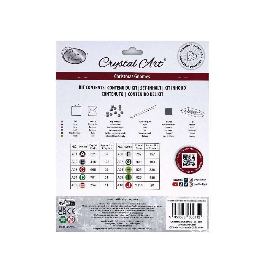 christmas gnomes crsytal art card 18x18cm back packaging 369423