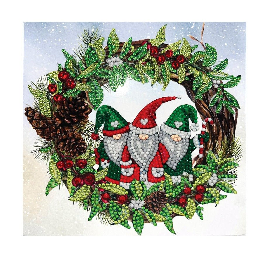 christmas gnomes crsytal art card 18x18cm front view 585763