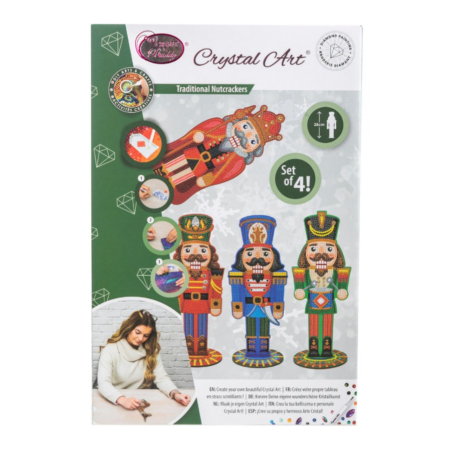 Crystal Art Wooden Nutcrackers Set of 4 Front Packaging