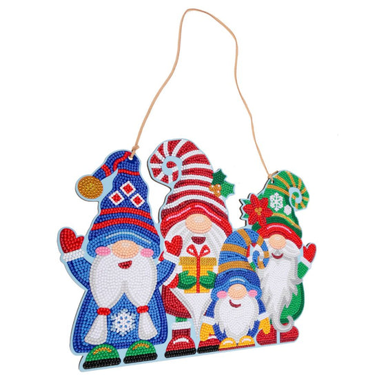 Crystal Art Wooden Hanging Decoration: Gnomes Side View