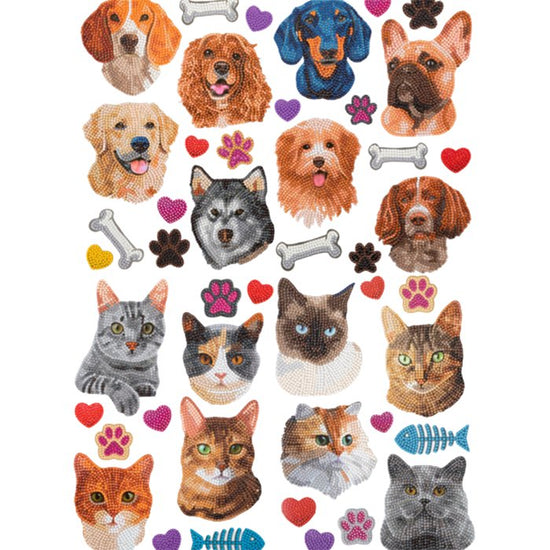 Dog and cat crystal art stickers