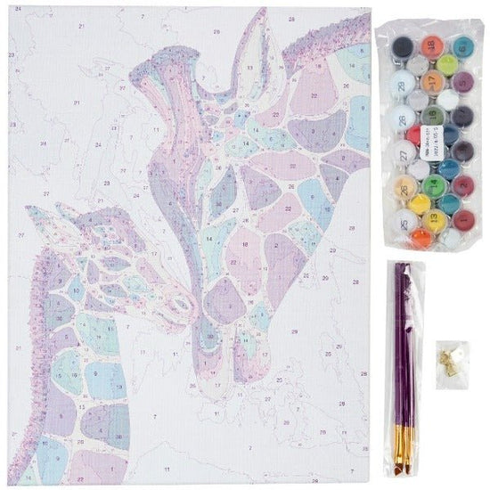 "Colourful Giraffes" Paint by Numb3rs 30x40cm Framed Kit - Contents