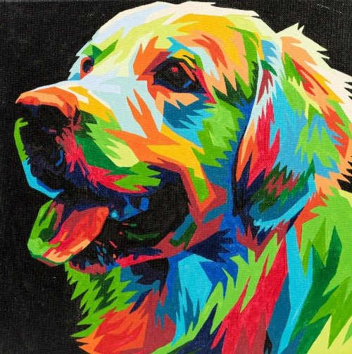 "Colourful Pup" 30x30cm Paint By Numb3rs Kit - Front View