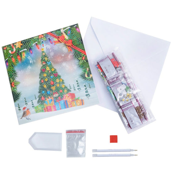 Load image into Gallery viewer, Festive Tree 18 x 18cm Crystal Art Card Contents
