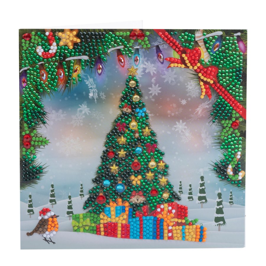 Festive Tree 18 x 18cm Crystal Art Card Front View 