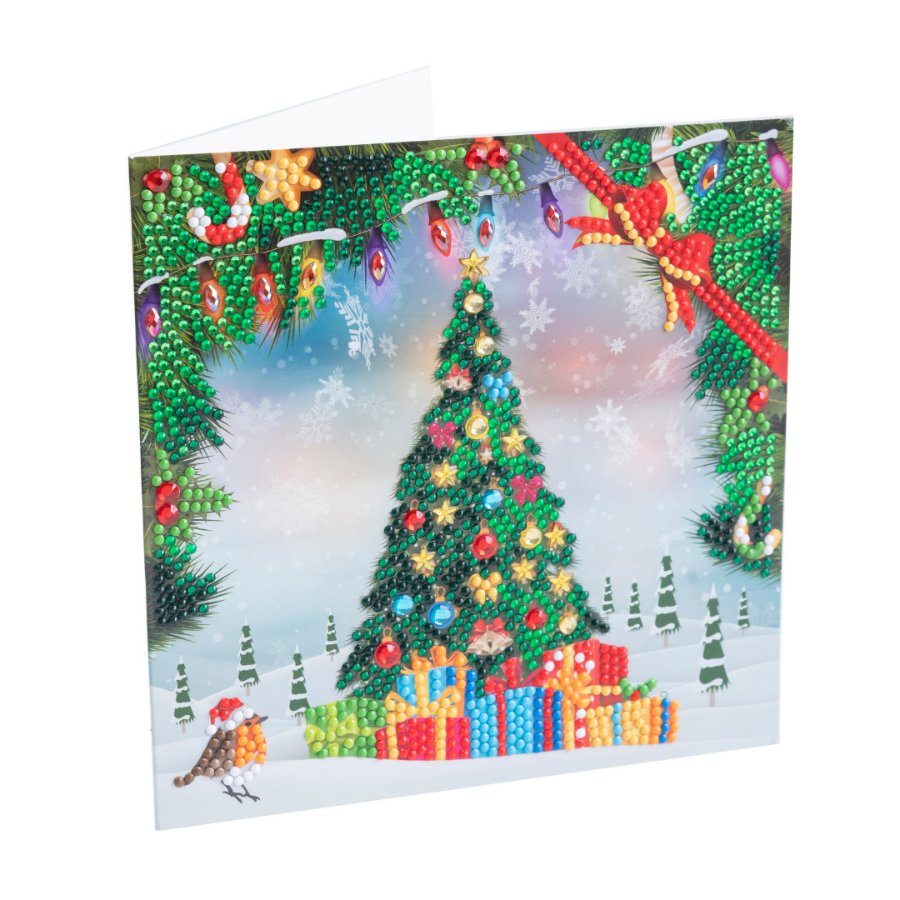 Festive Tree 18 x 18cm Crystal Art Card Side View