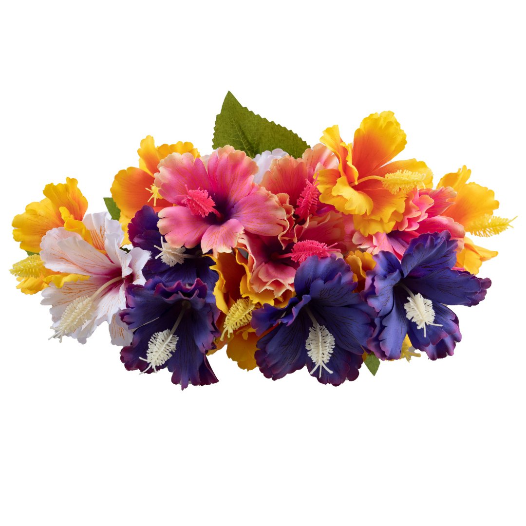 Load image into Gallery viewer, forever-flowerz-heavenly-hibiscus-complete-collection-with-stems-and-leaves-top-view
