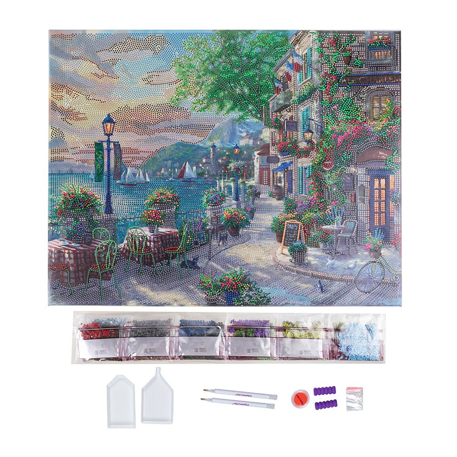 "French Riviera Café" Crystal Art Kit 40x50cm contents