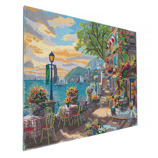 "French Riviera Café" Crystal Art Kit 40x50cm side