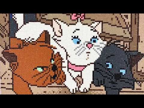 Load and play video in Gallery viewer, &amp;quot;The Aristocats Kittens&amp;quot; Crystal Art Kit 30x30cm
