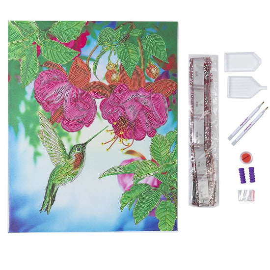 Load image into Gallery viewer, Hummingbird crystal art canvas kit
