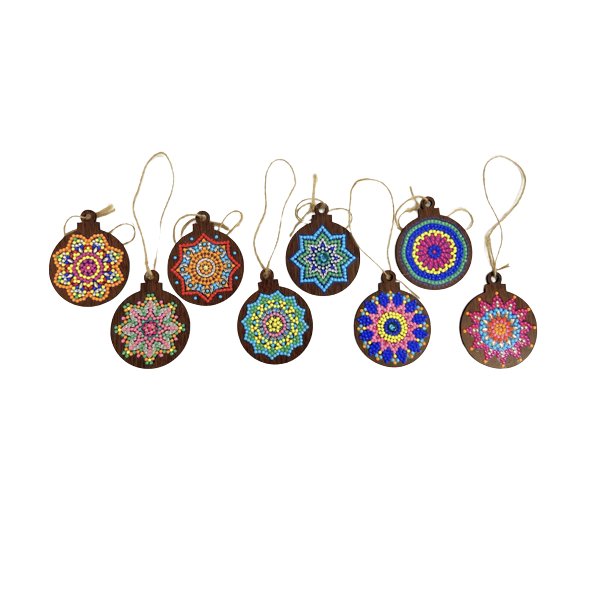 "Mandala Mayhem" Festive Hanging Decorations Crystal Art Set of 8