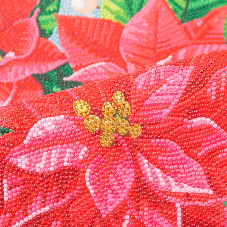"Poinsettia" Crystal Art Scroll Kit close up