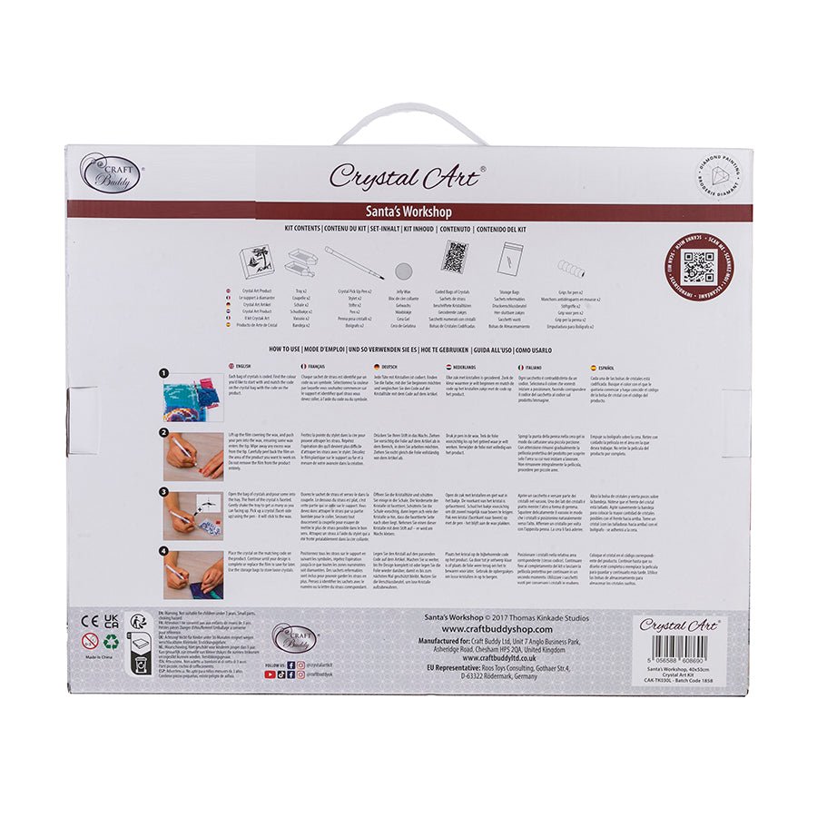 "Santa’s Workshop" Crystal Art Kit 40x50cm back packaging