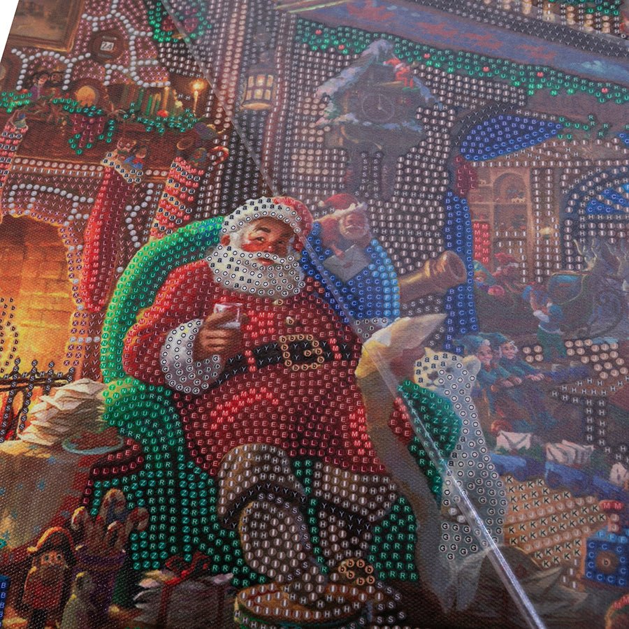 "Santa’s Workshop" Crystal Art Kit 40x50cm before