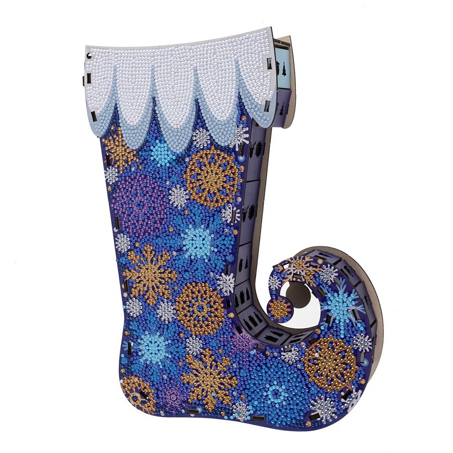 Load image into Gallery viewer, &amp;quot;Snowy&amp;quot; Crystal Art Stocking Treat Holder
