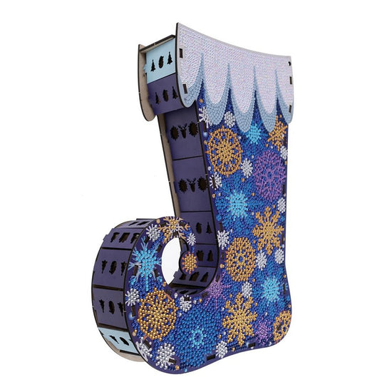 Load image into Gallery viewer, &amp;quot;Snowy&amp;quot; Crystal Art Stocking Treat Holder side
