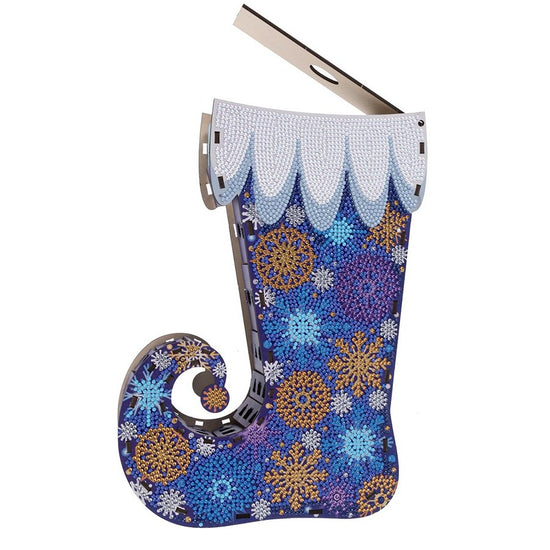 Load image into Gallery viewer, &amp;quot;Snowy&amp;quot; Crystal Art Stocking Treat Holder top
